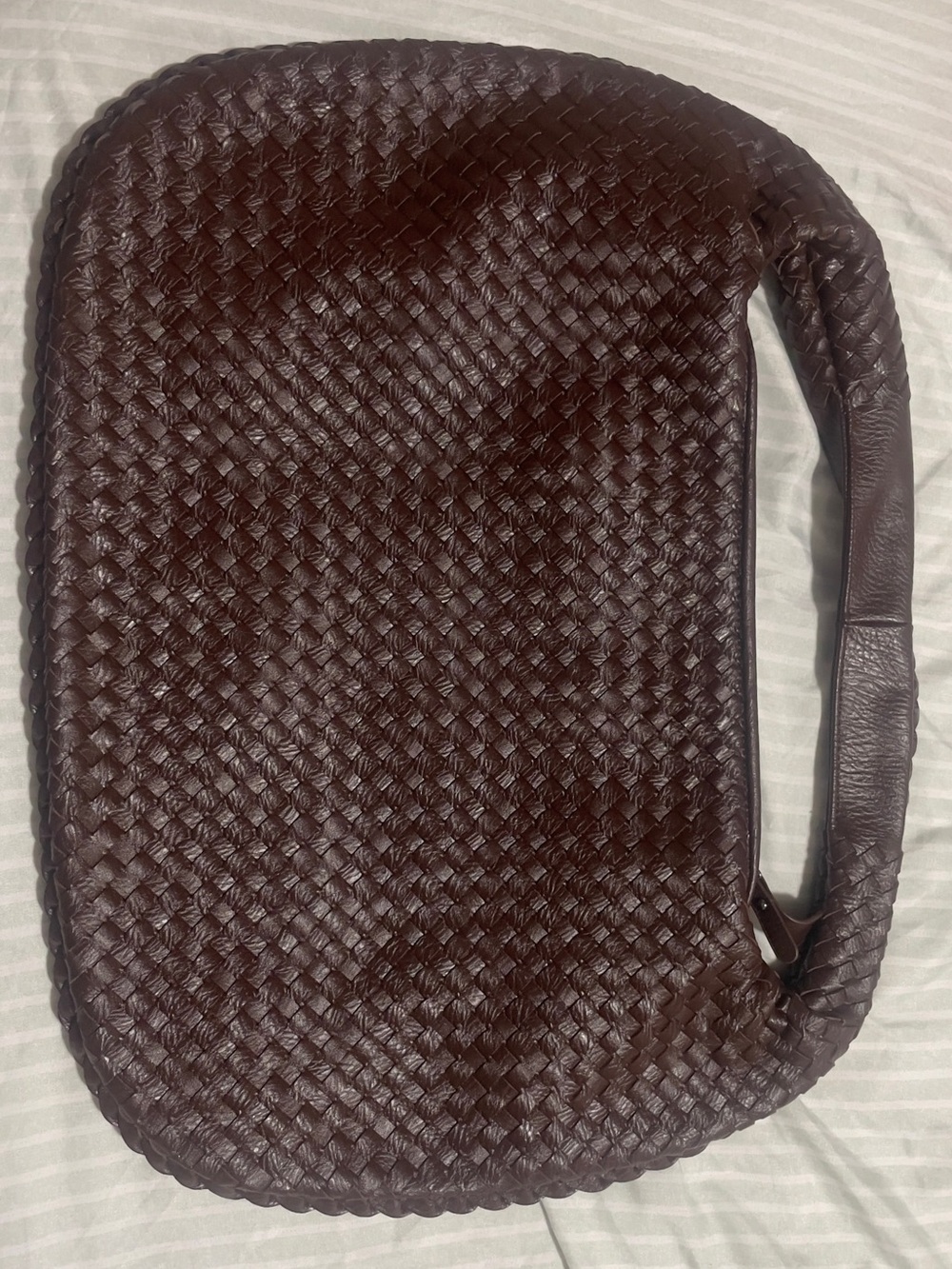 Woven Leather Shoulder Bag in Dark Brown - Picture 2 of 4